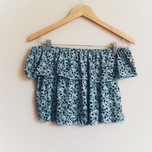 NEW Topshop Floral Off-the-shoulder Flowy Crop Top